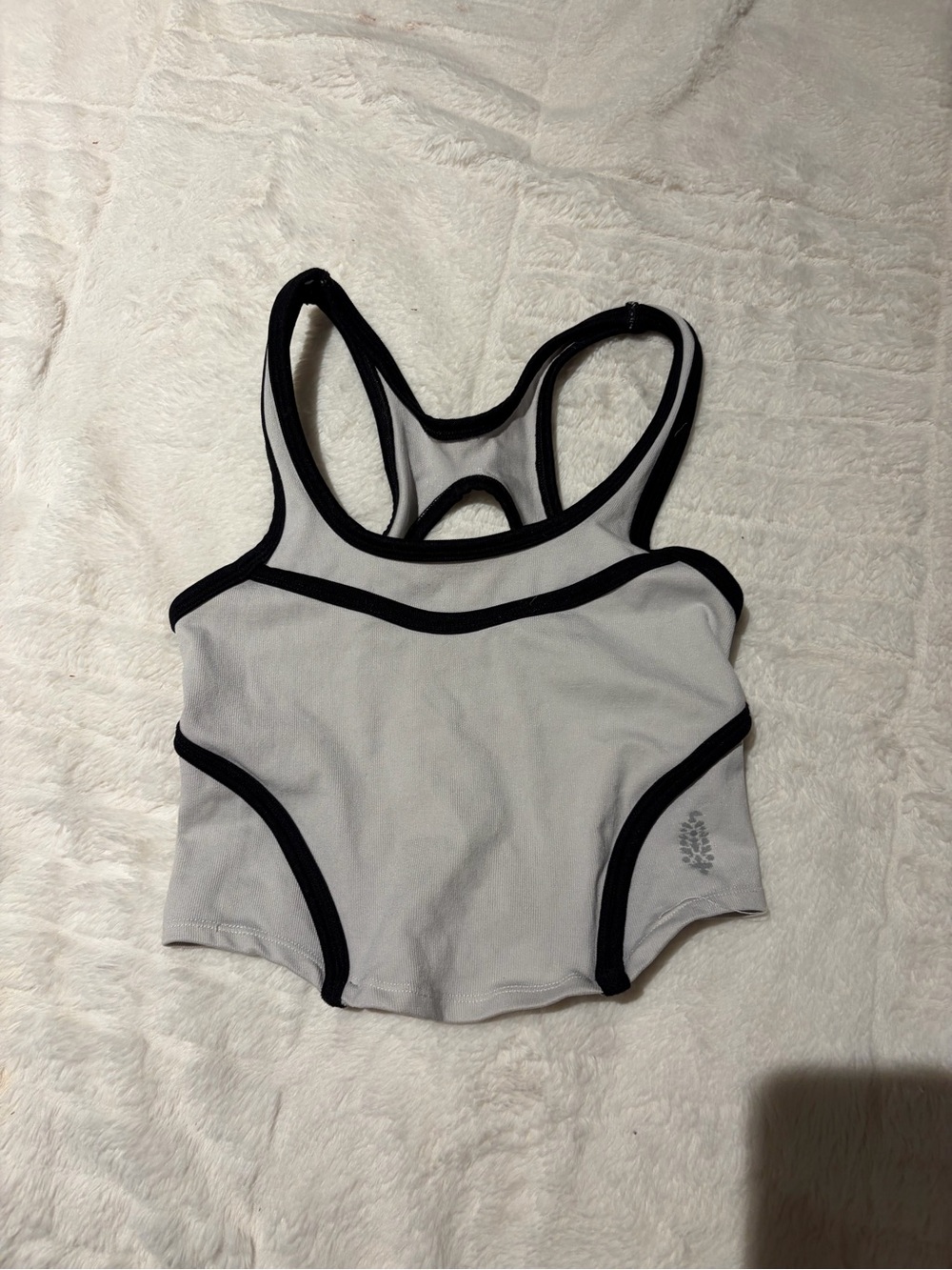 Free People White Swim Crop with Black Trim